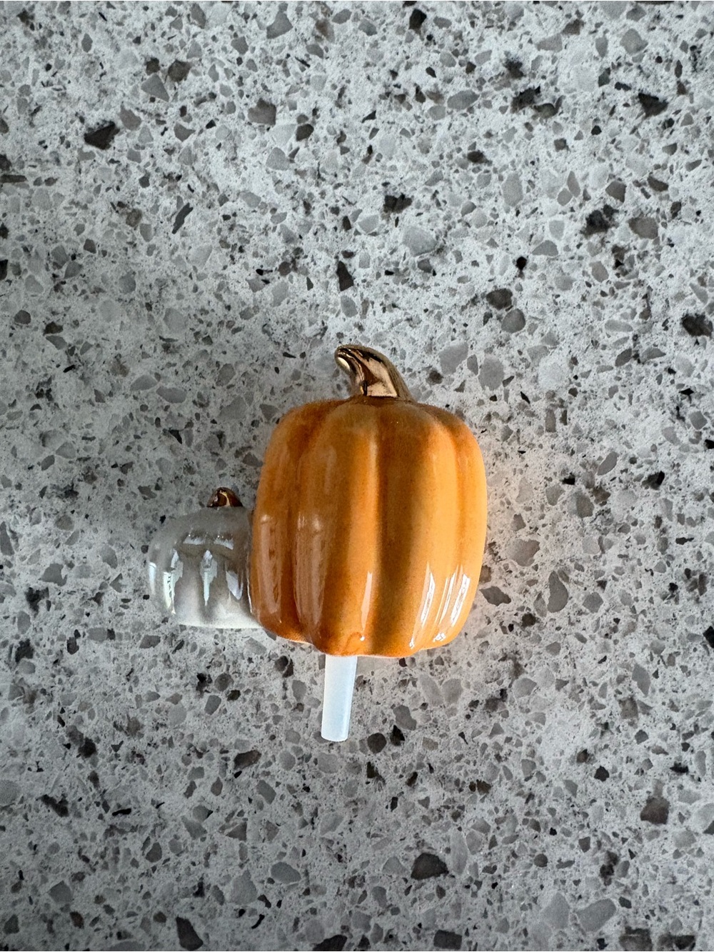 Nora Fleming Ceramic Pumpkin Mini - Orange & Cream